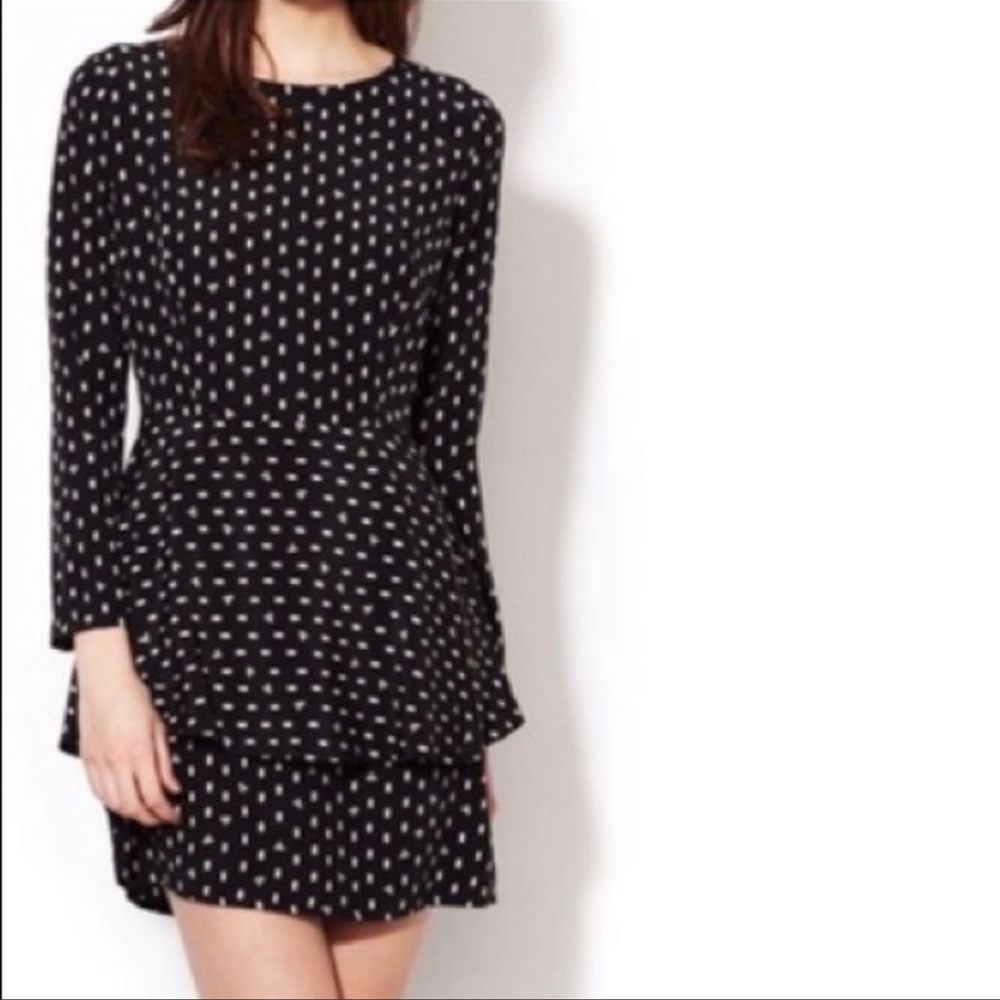 Steven Alan Julieta Peplum Silk Dress Polka Dot Navy Sz S